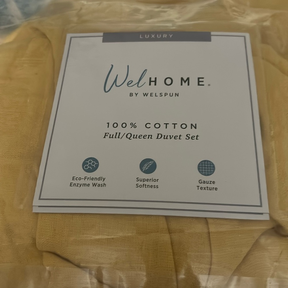 WelHOME By Welspun Luxury F/Q Duvet Set, Mustard